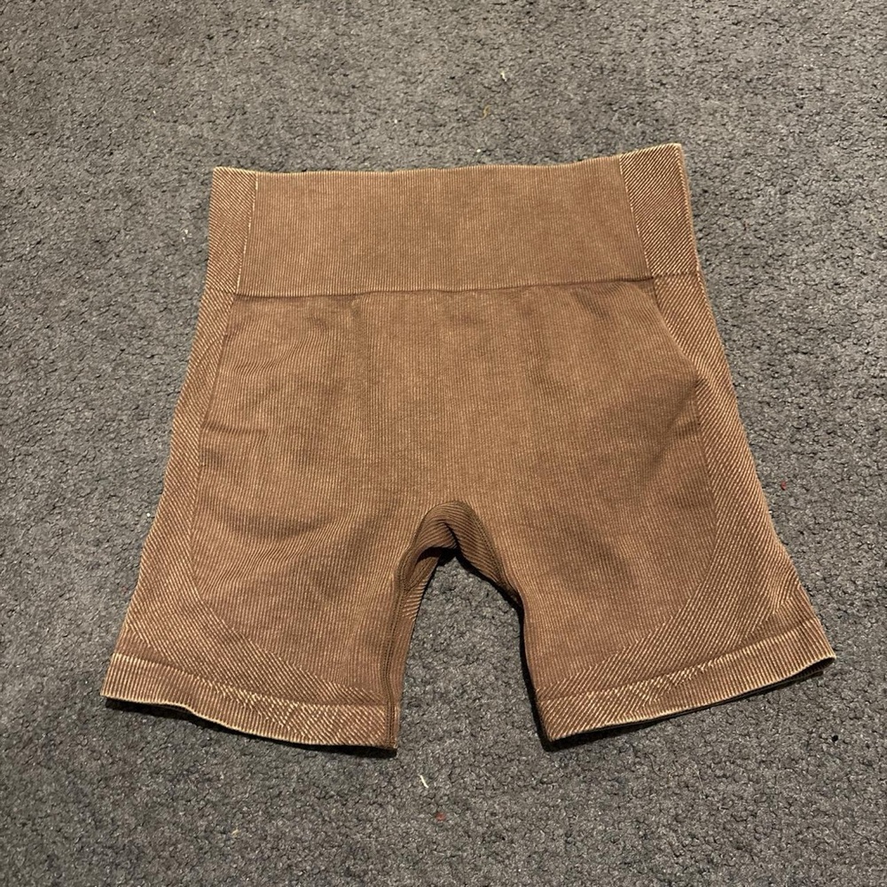 Brown High-Waisted Shorts